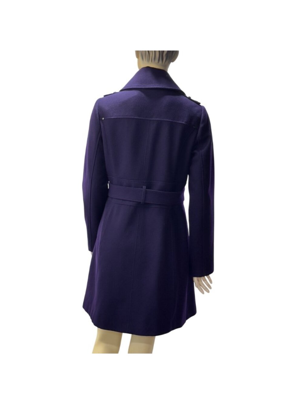 Kenneth Cole Women's Belted Trench OverCoat Wool Blend Purple  Size 10 - Picture 16 of 16